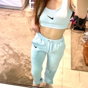 nike blue matching joggers and half shirt